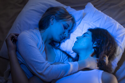 young couple spending time together night